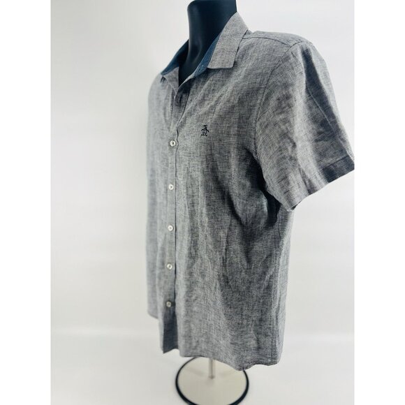 Men’s An Original Penguin Short Sleeve Button Up Shirt Size M Heritage Slim Fit - Picture 11 of 12